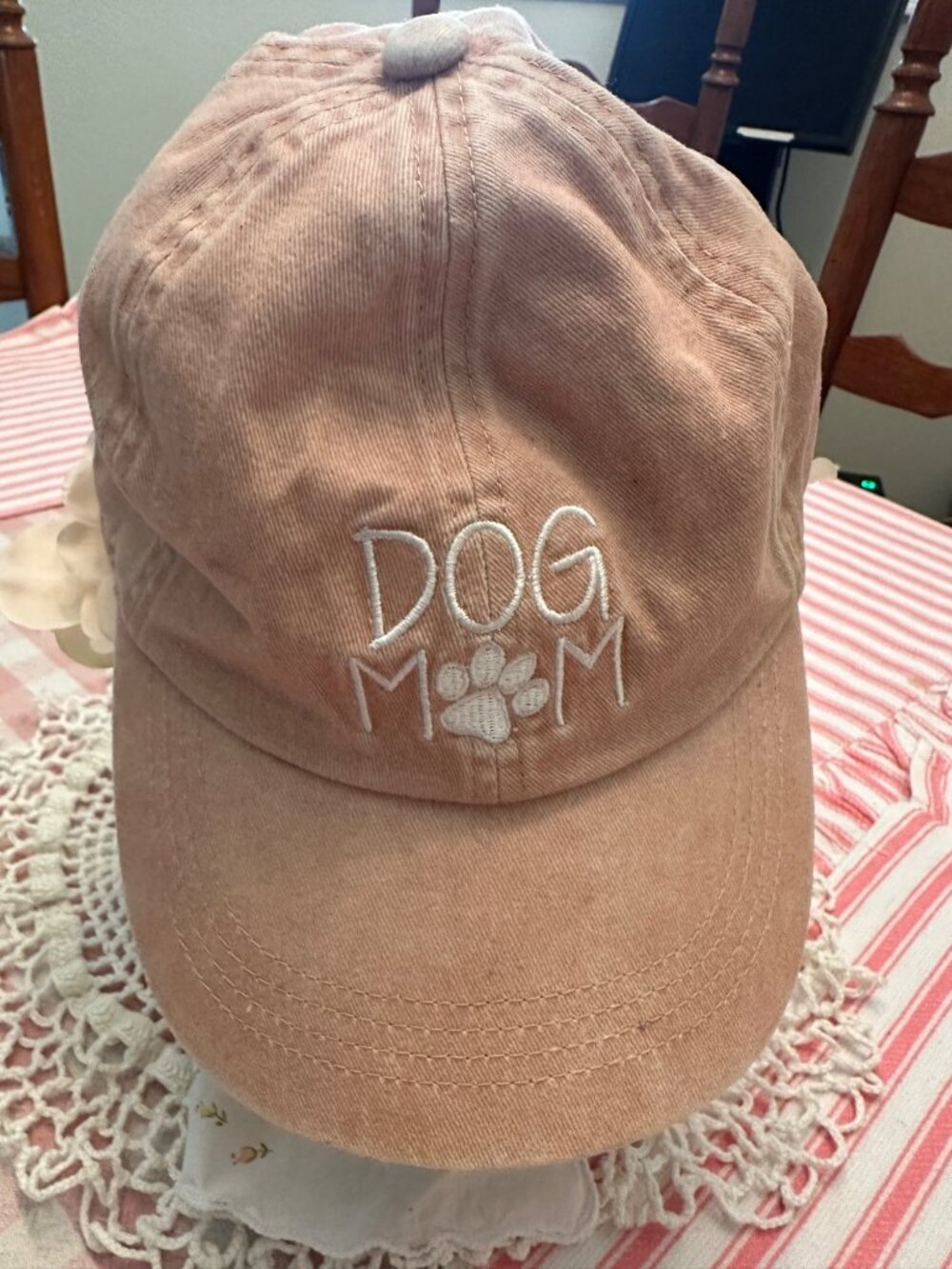 Dog Mom Light Pink Adjustable Hat